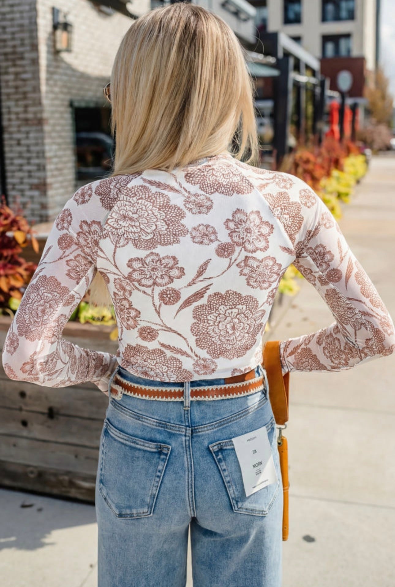 Ivory & Clay Floral Mesh Top