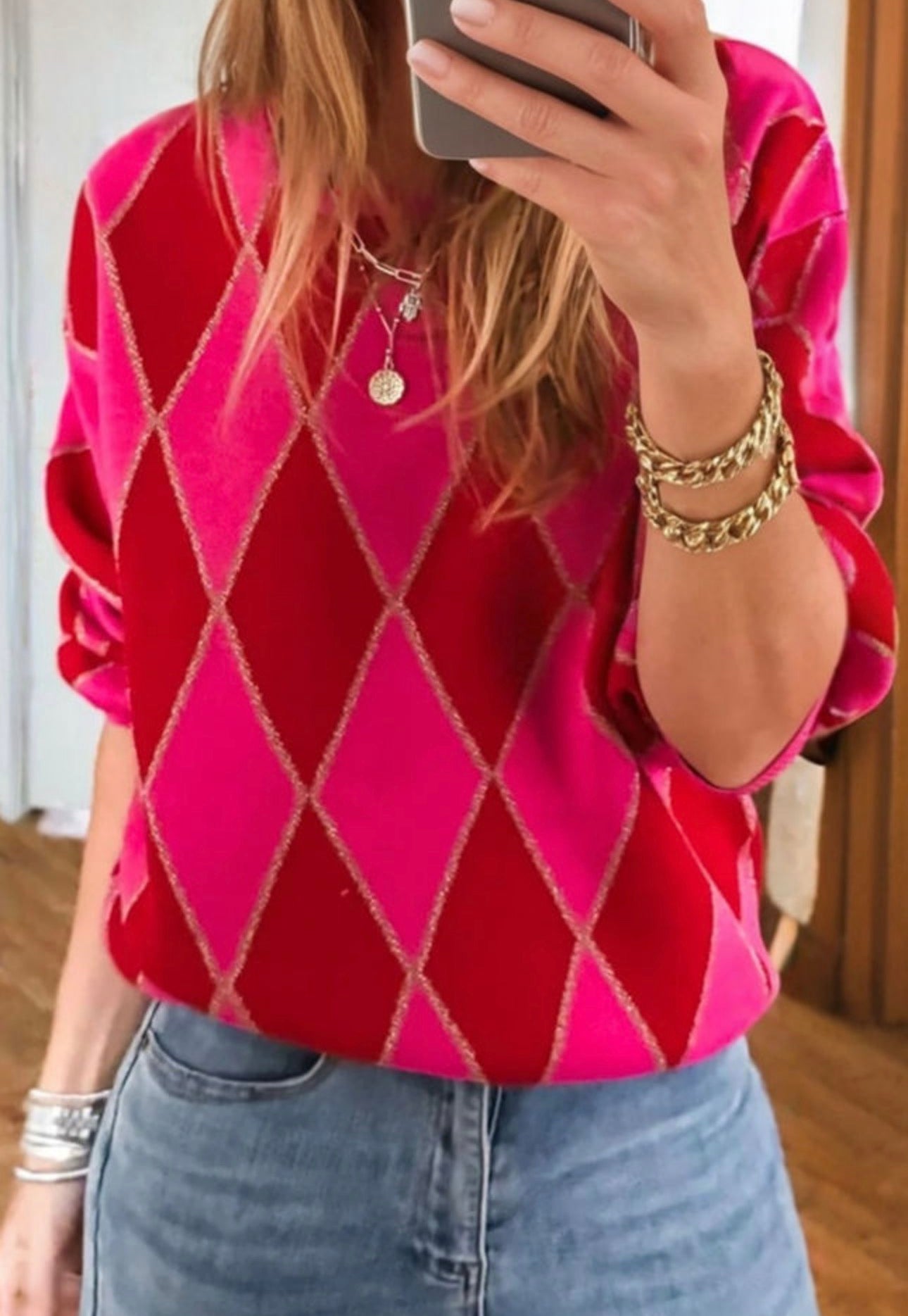 Christmas Glam Argyle Sweater
