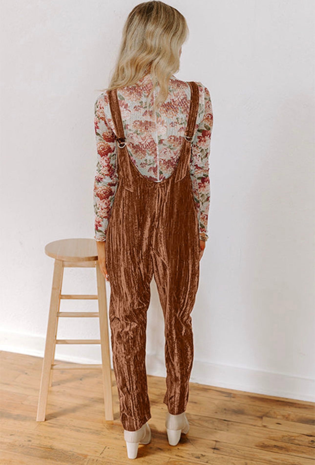 Rust and Rose Velvet Overalls