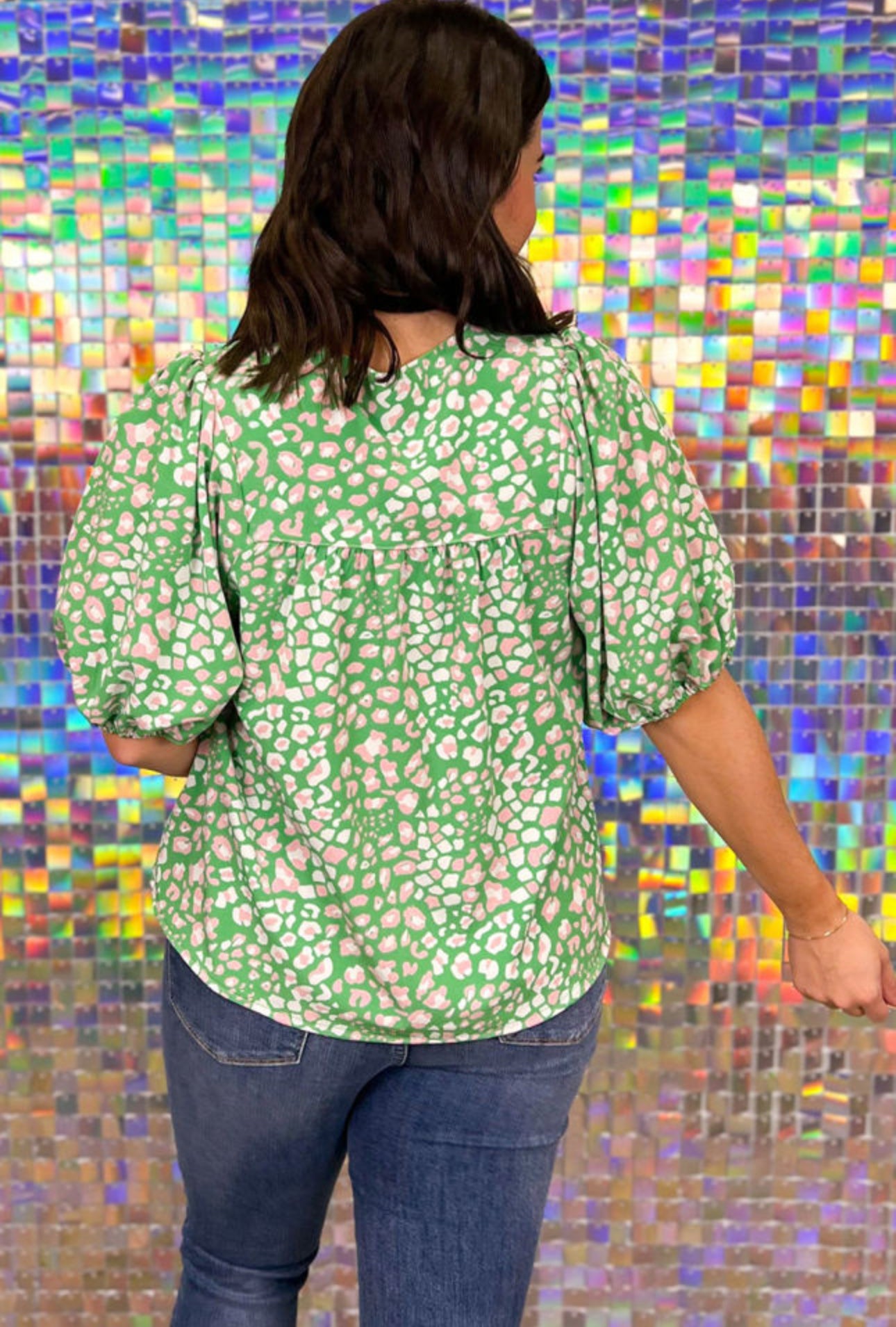 Green Floral Blouse - Curvy