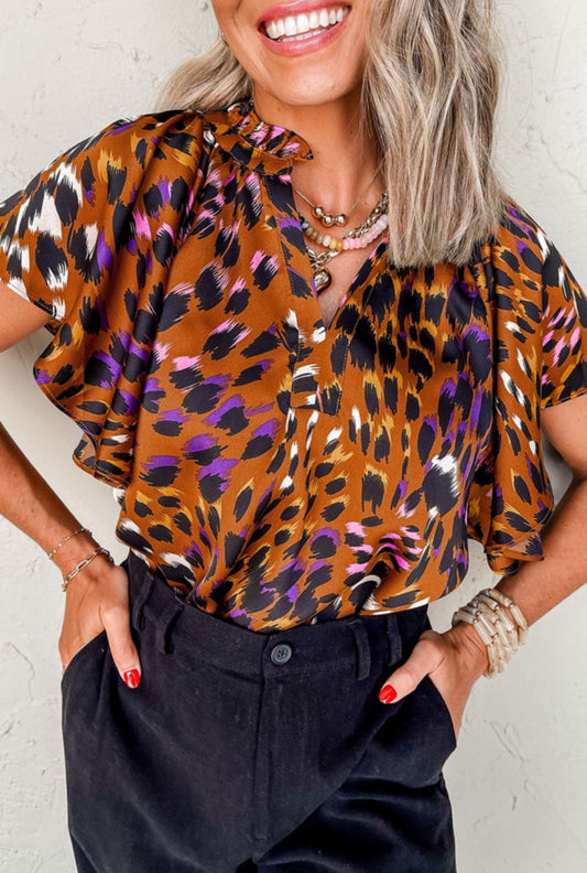 Leopard V-Neck Blouse