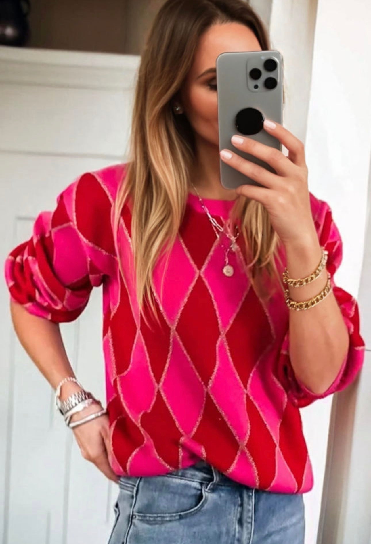 Christmas Glam Argyle Sweater