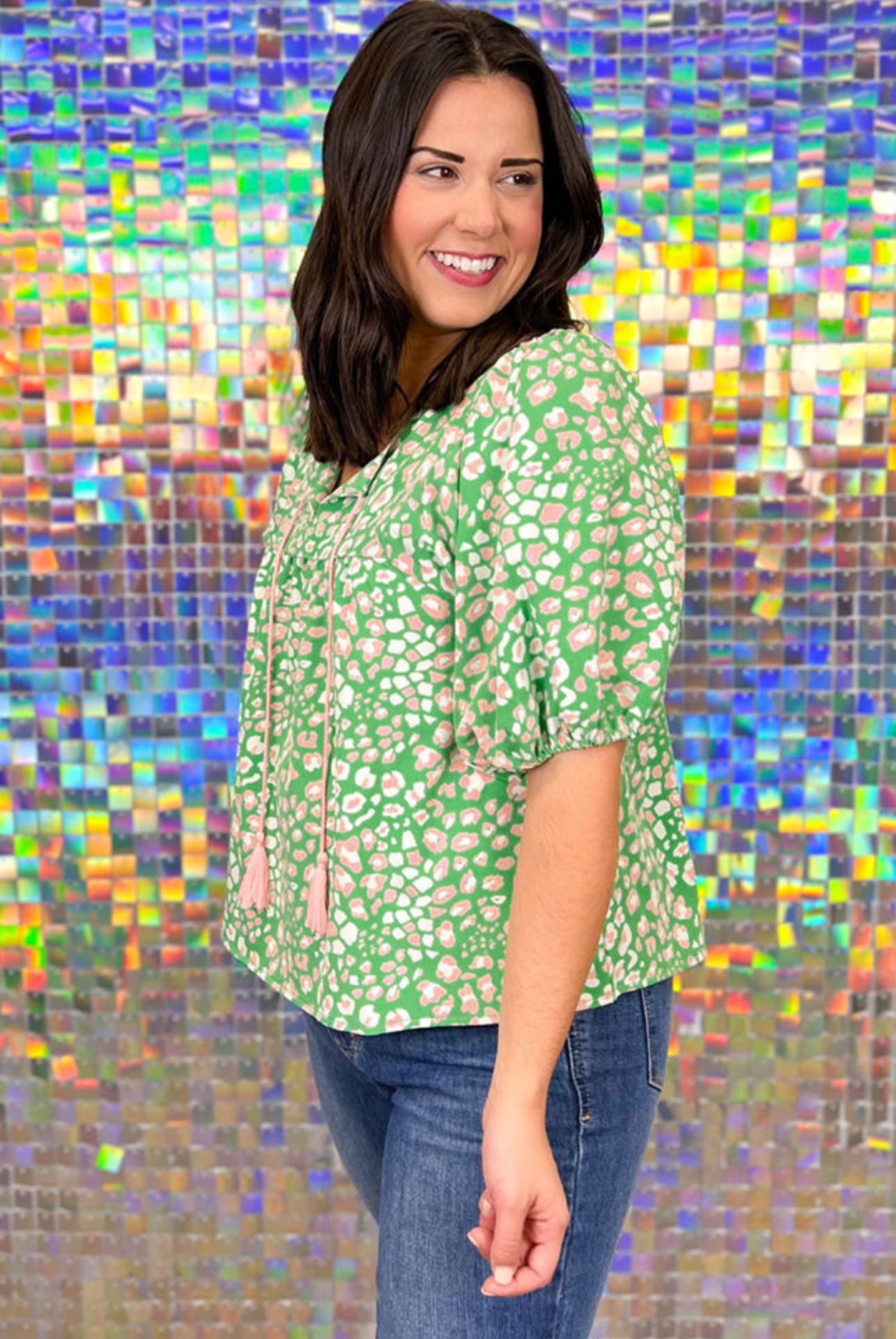 Green Floral Blouse - Curvy