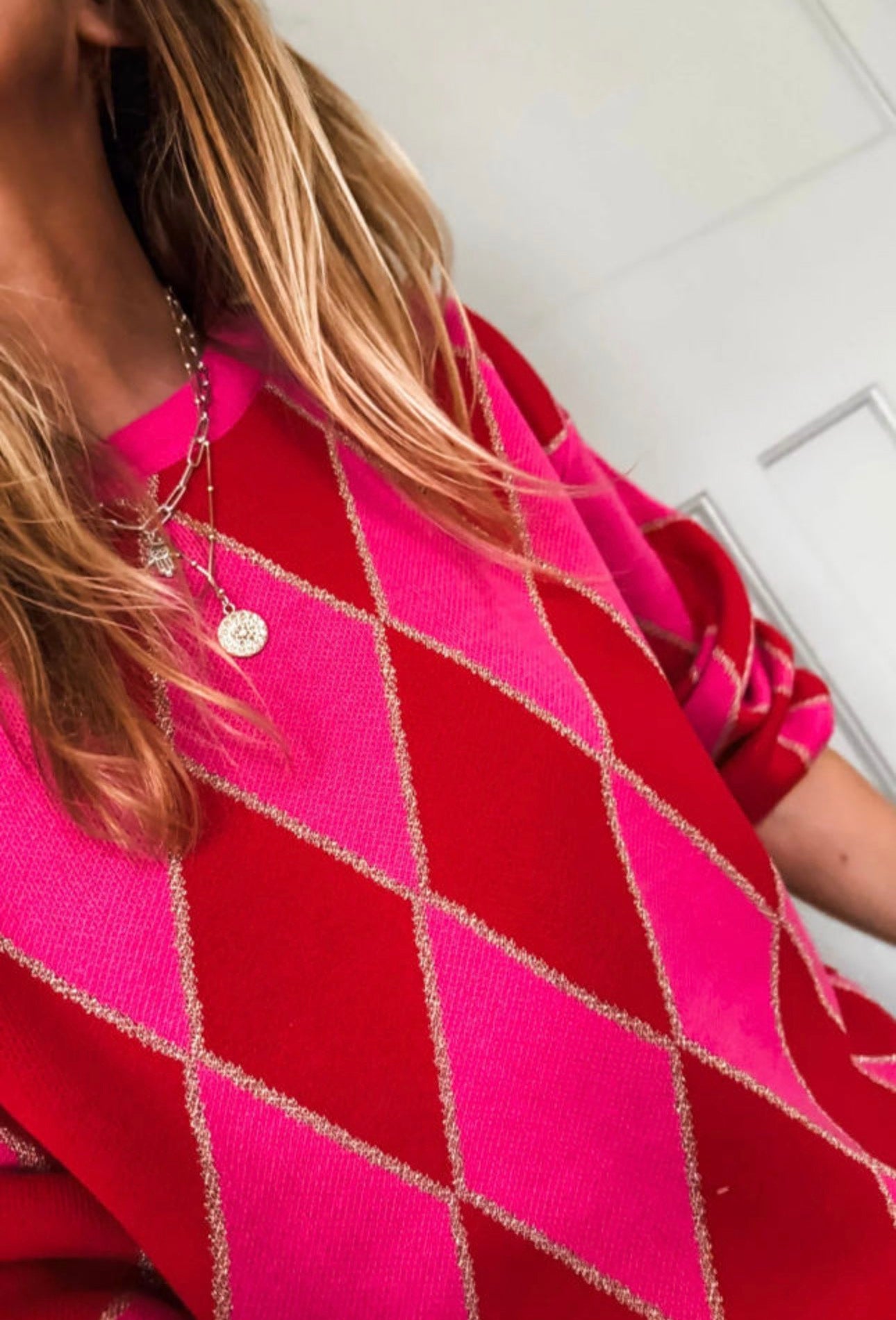 Christmas Glam Argyle Sweater